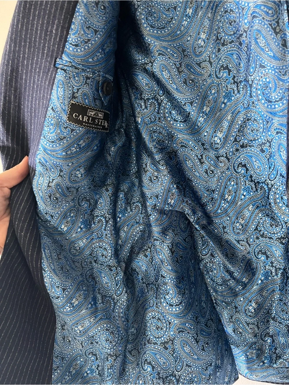 Carl Sterr Loro Piana Cashmere Wool Navy Pinstripe Sport Coat Blazer 38R